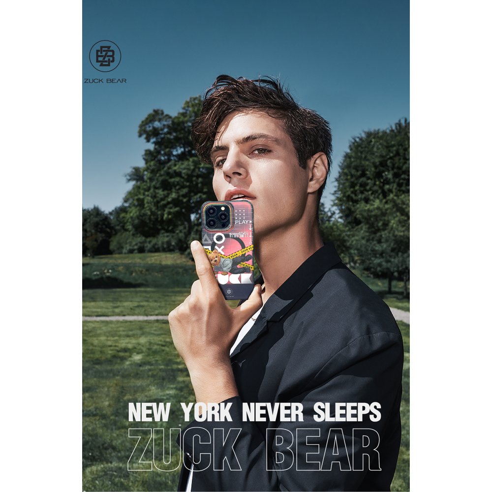 Husa MagSafe Zuck Bear pentru Iphone 15 Pro Max - Protectie Premium - Design New York Never Sleeps Brooklyn Bayer - 2 | YEO
